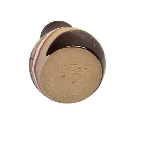 Vintage Pottery Bud Vase Studio Art Stoneware Brown Tan White Signed Decorative - Picture 6 of 9